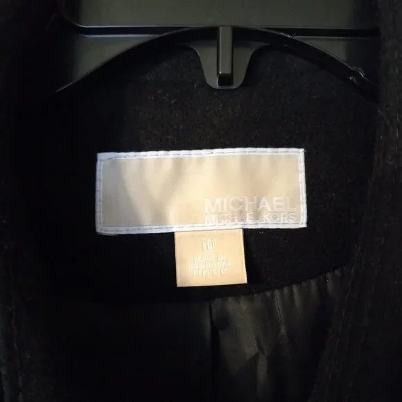 Michael Kors Black Wool Coat Women's Size 10 - Picture 2 of 6
